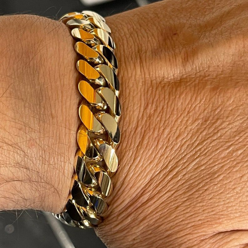12mm Cuban Link Necklace and Bracelet Set, 14K Gold