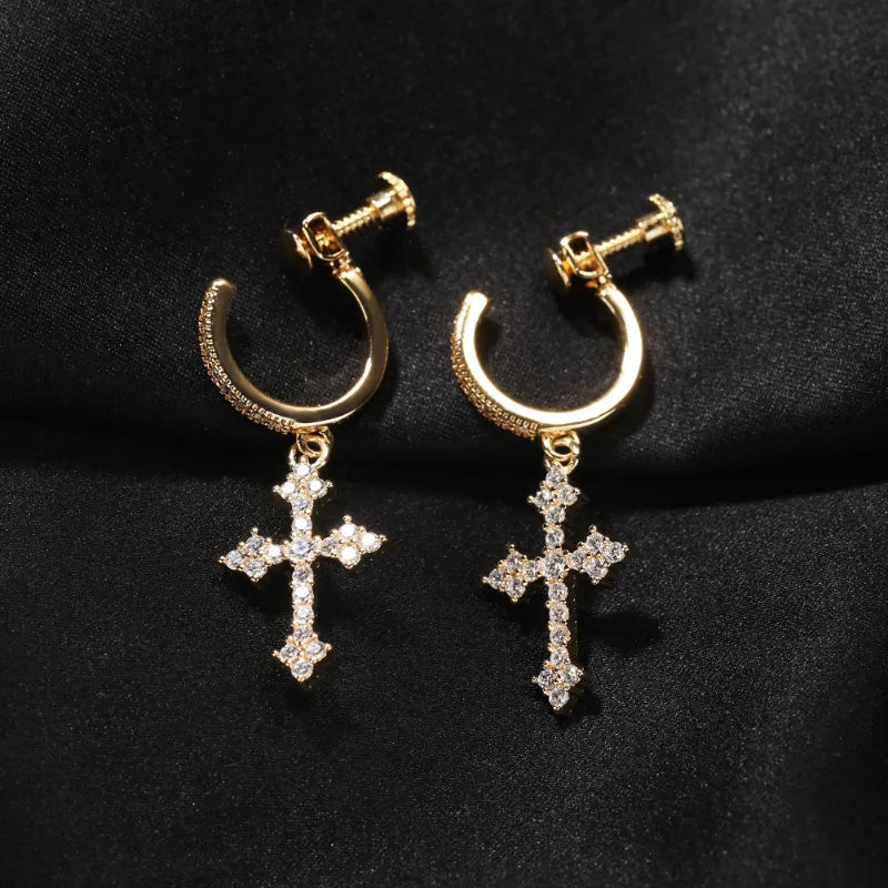 ICERIME Spiral Buckle Cross Earrings