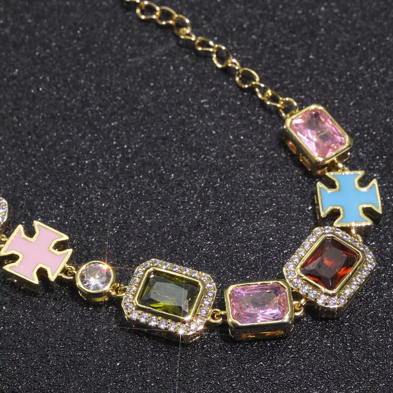Multicolor Cubic Zirconia Tennis Necklace