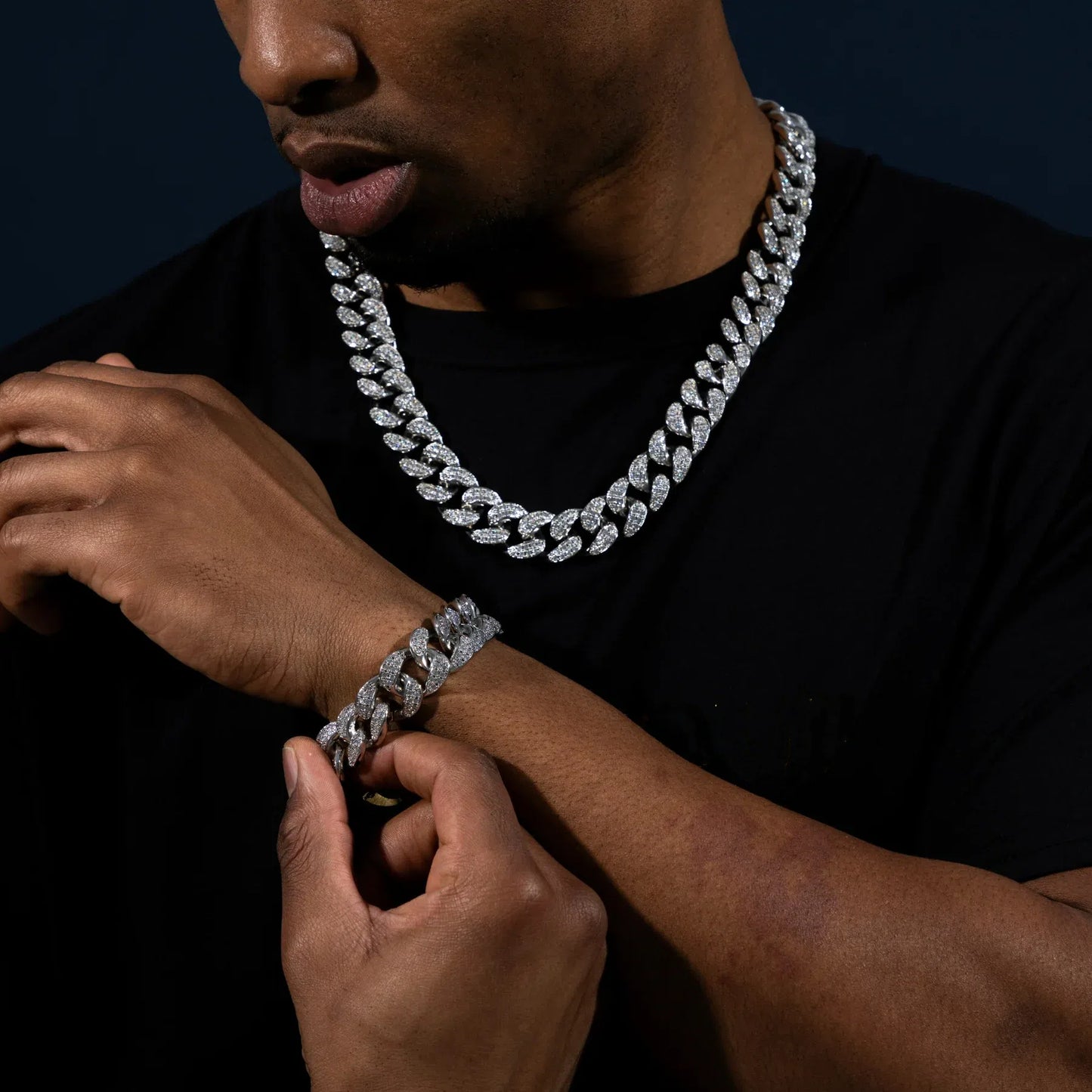 20mm Cuban Chain & Cuban Bracelet Bundle - Gold/White Gold