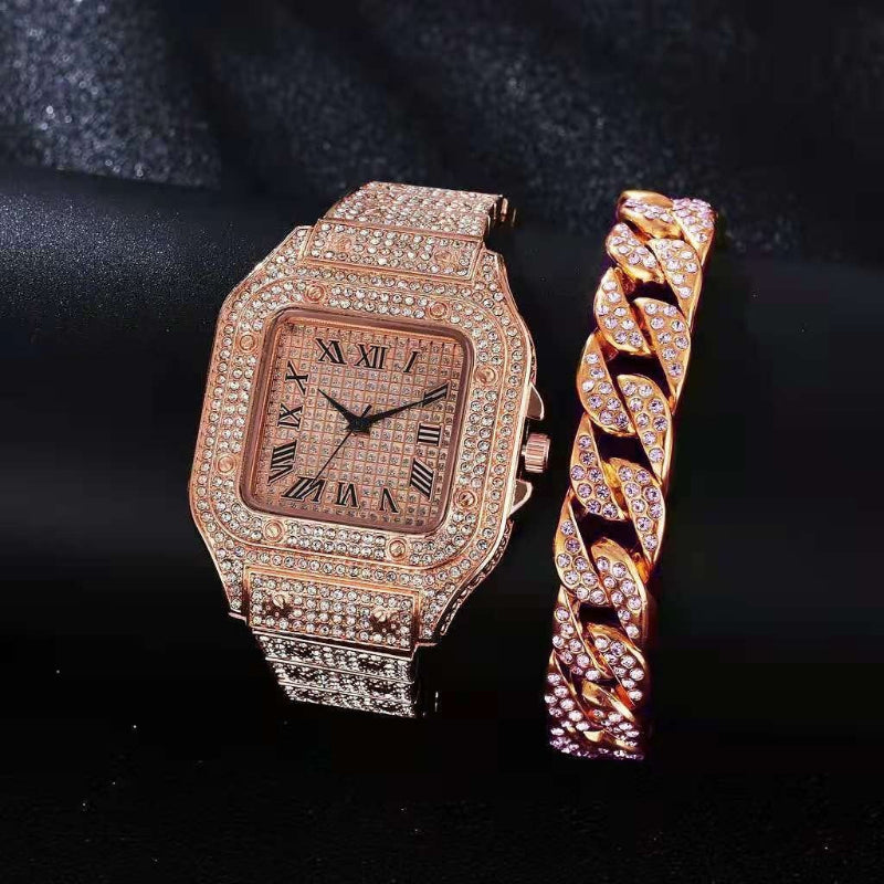 Cuban Bracelet and Diamond Watch