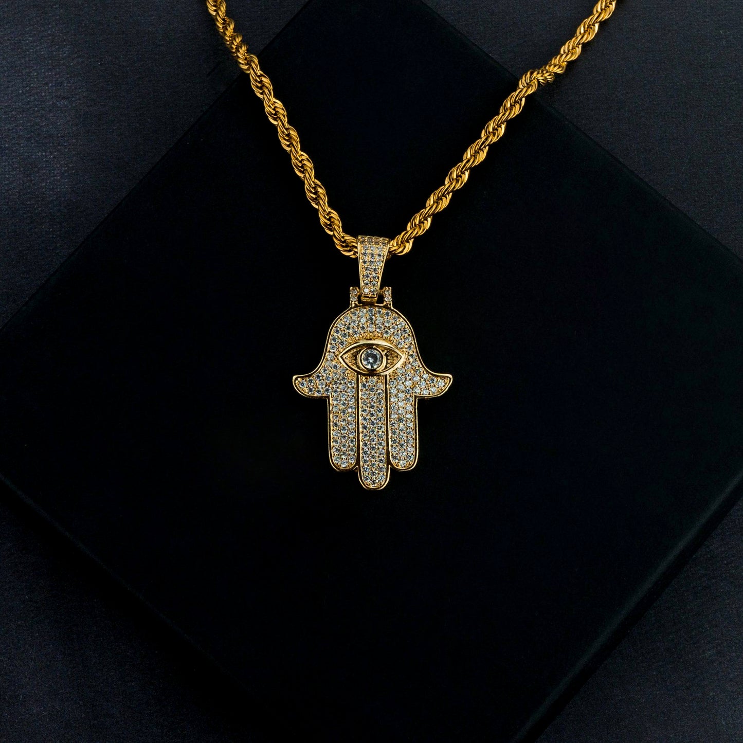 Iced Hamsa Pendant