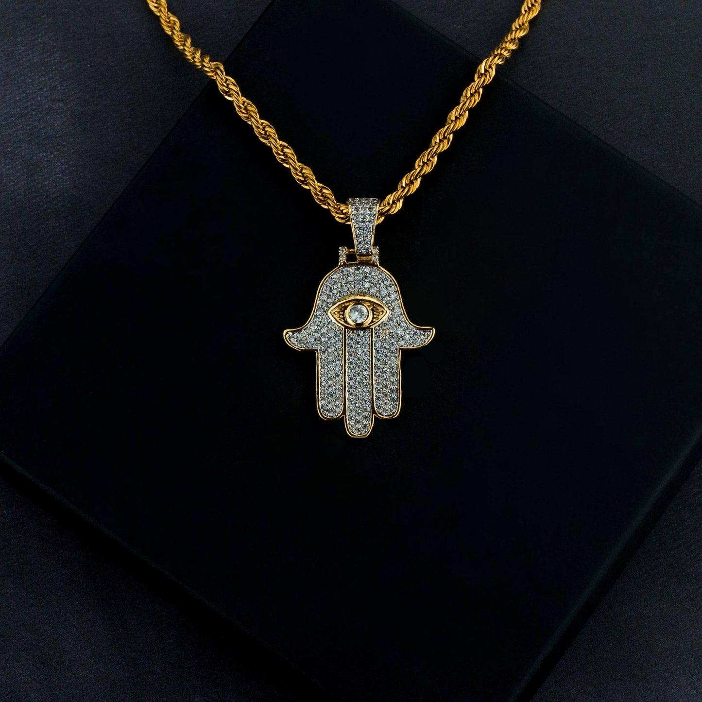 Iced Hamsa Pendant