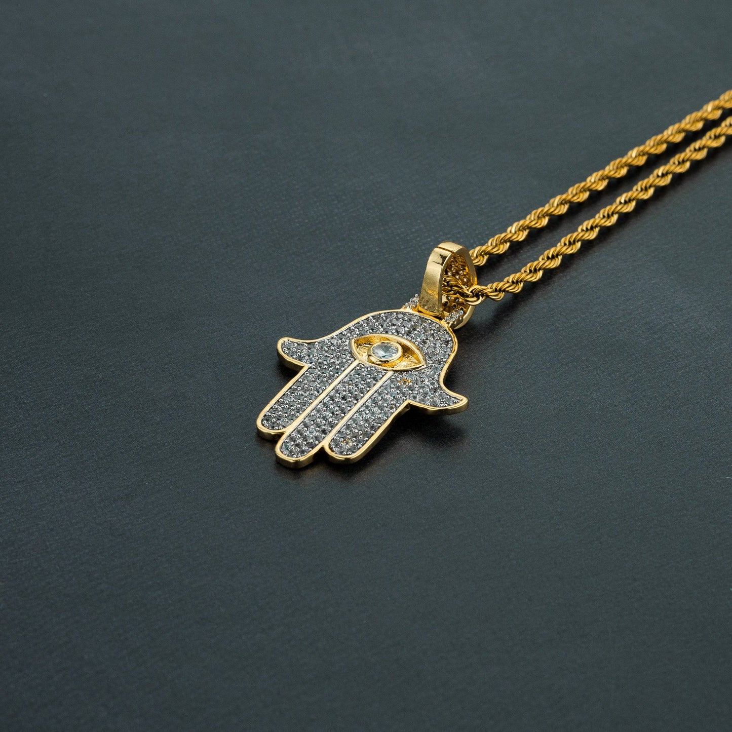 Iced Hamsa Pendant