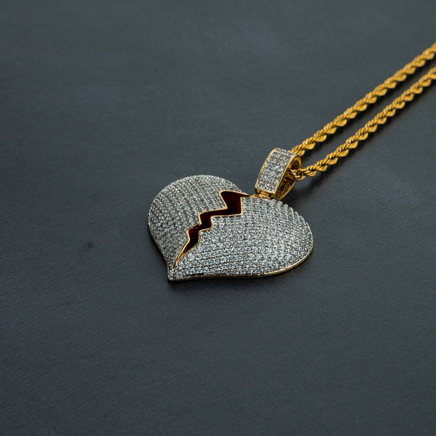 Frozen Heart Pendant w/ Rope Chain