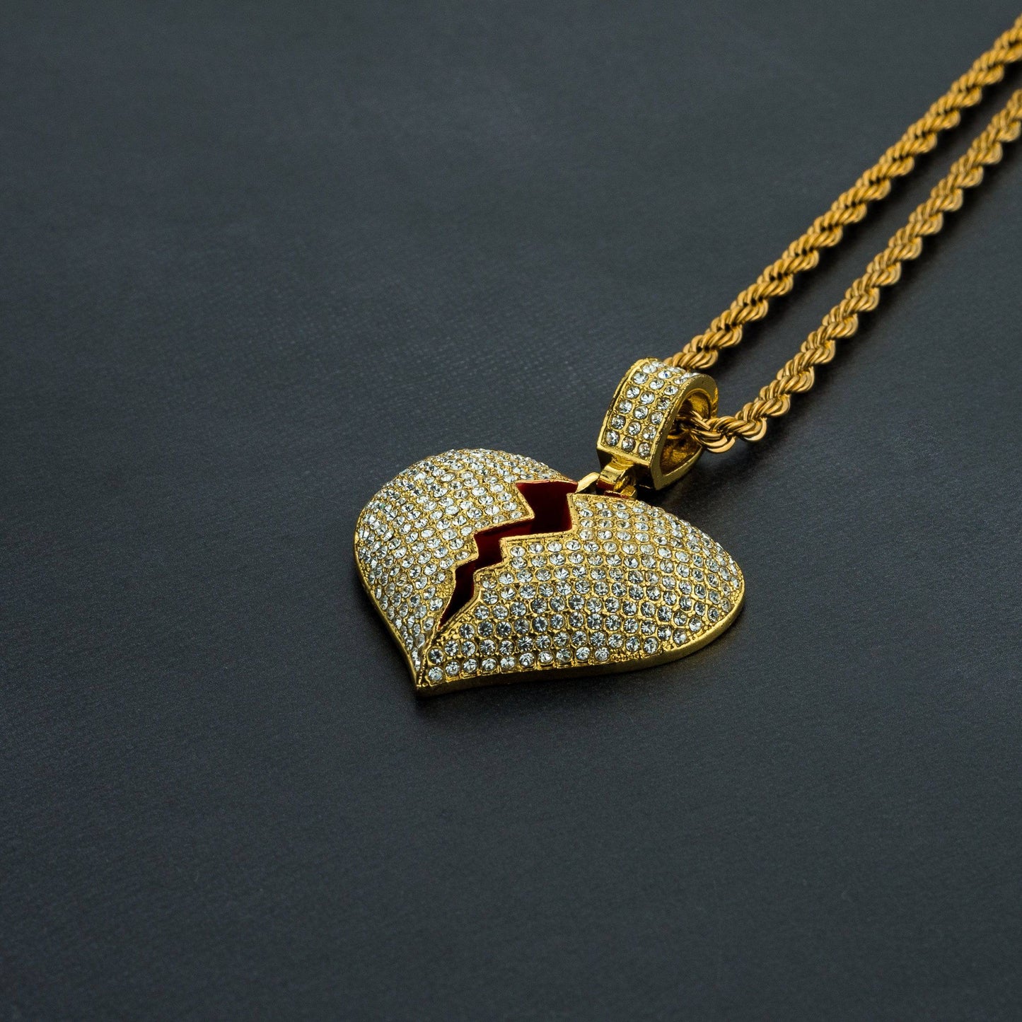 Frozen Heart Pendant w/ Rope Chain