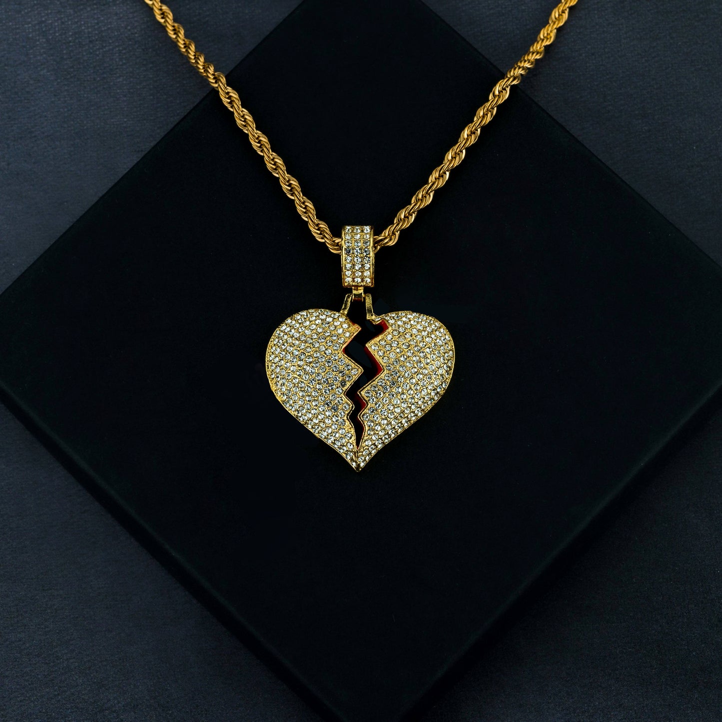 Frozen Heart Pendant w/ Rope Chain