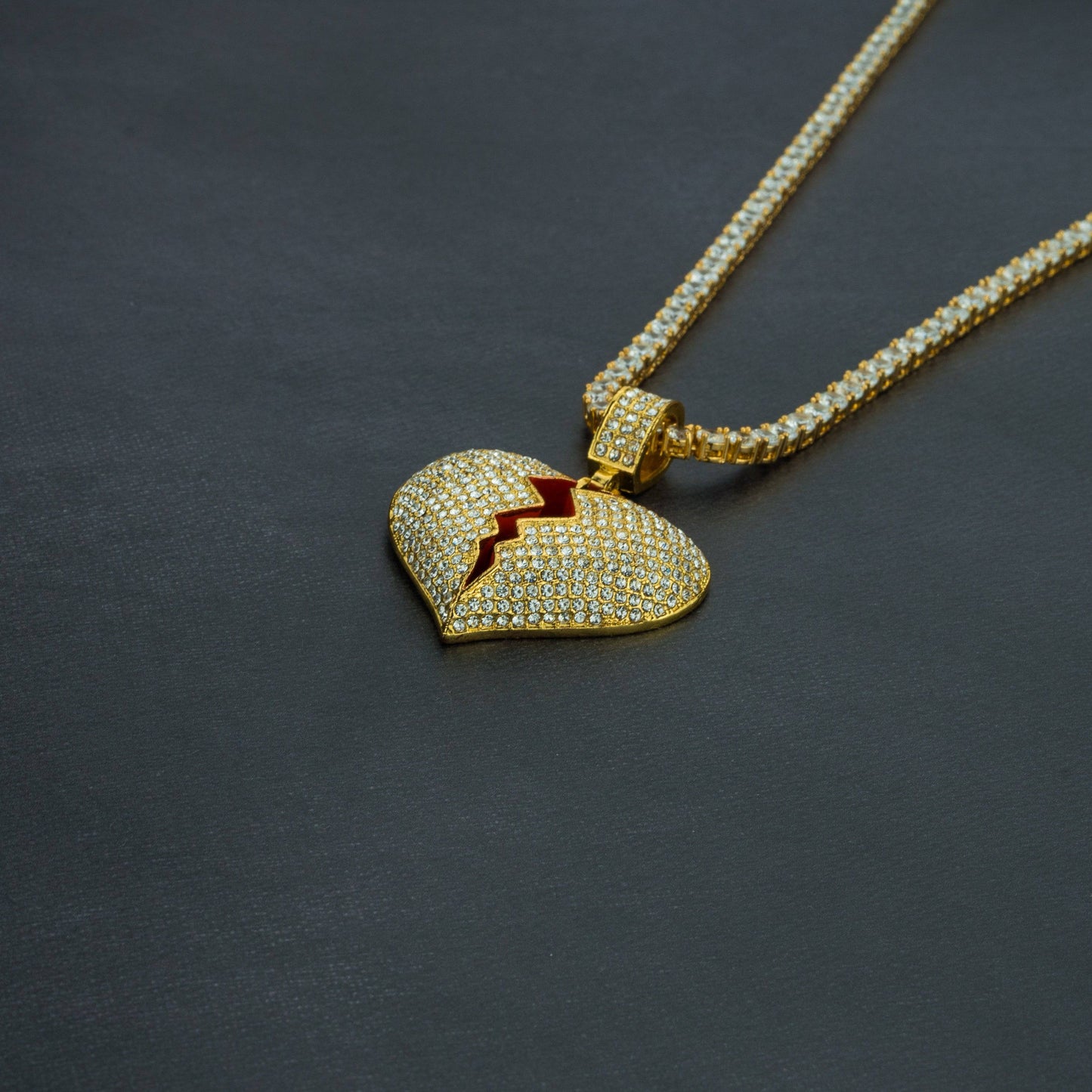 Frozen Heart Pendant w/ 4mm Tennis Chain