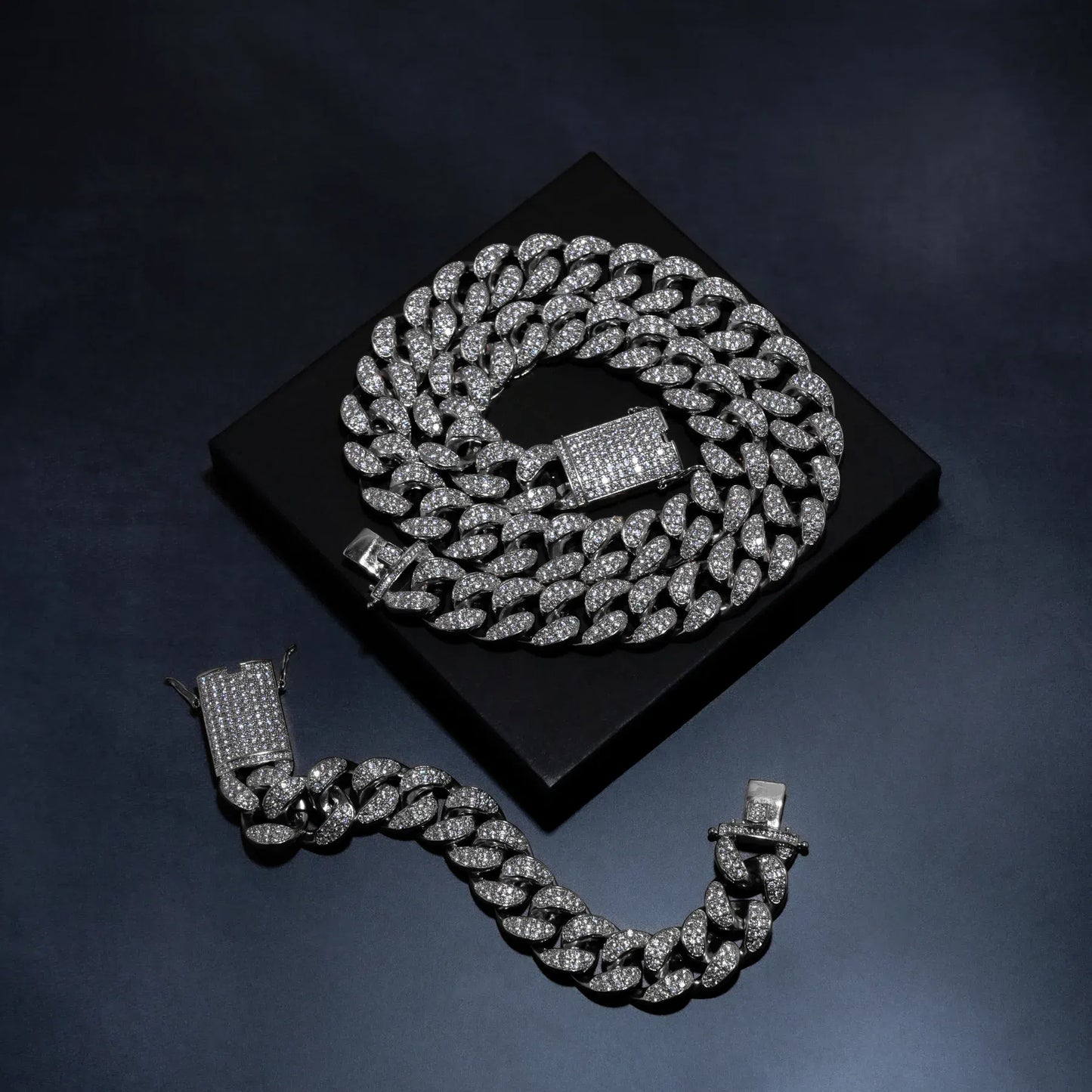 20mm Cuban Chain & Cuban Bracelet Bundle - Gold/White Gold