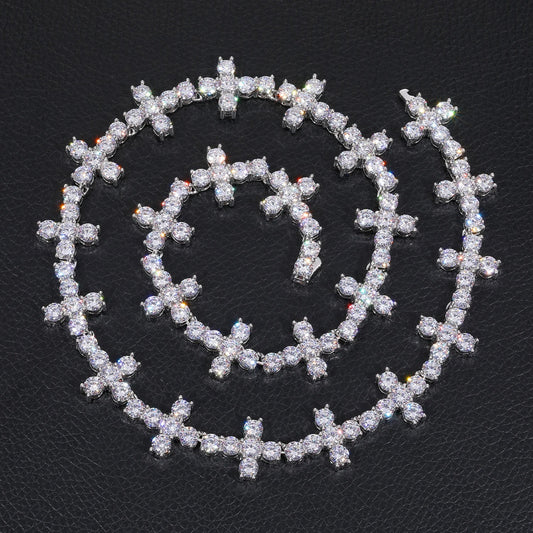 6mm Diamond Cross Tennis Necklace