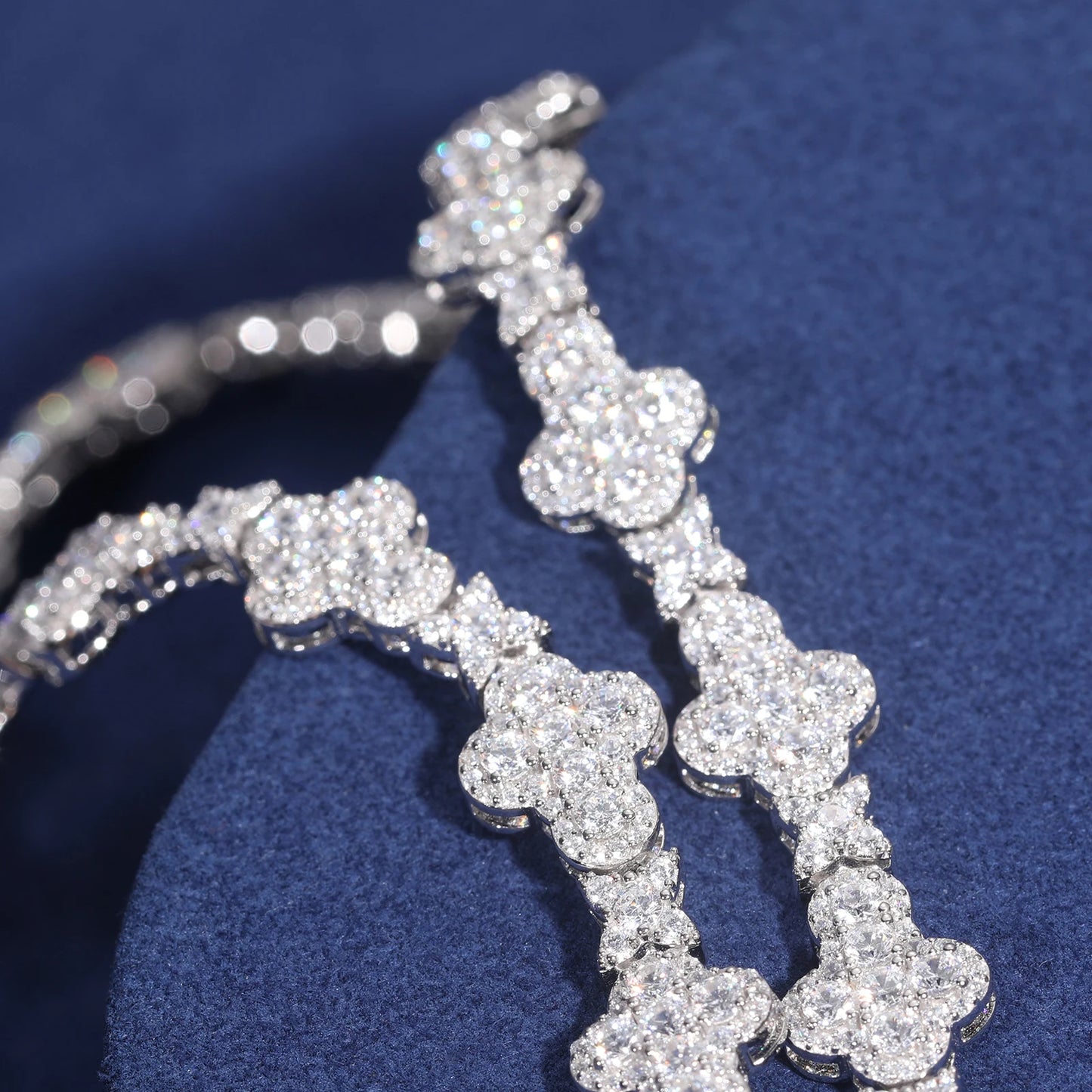 10mm 925 sterling silver ice crystal cross chain