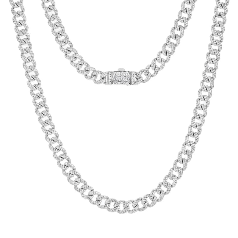 6mm gold-plated moissanite and diamond Cuban chain necklace