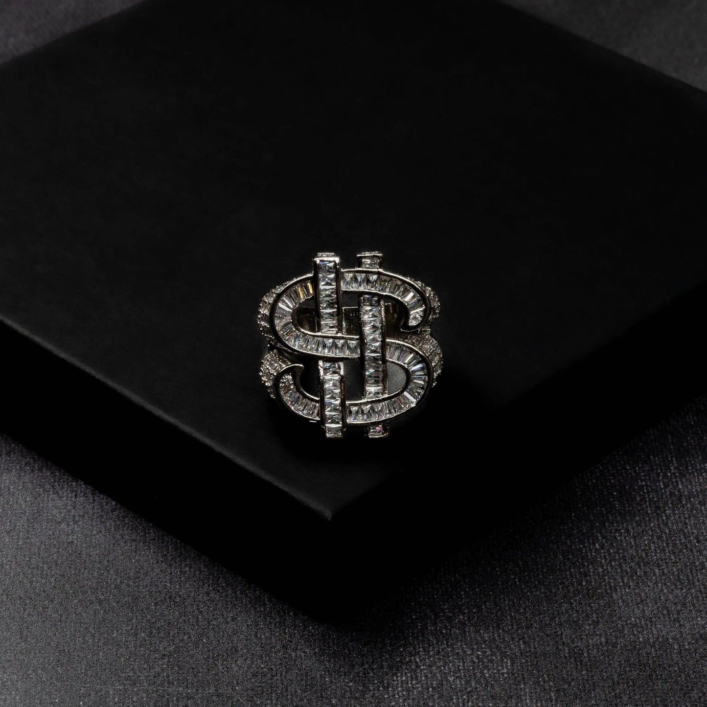 Iced Dollar Sign Ring