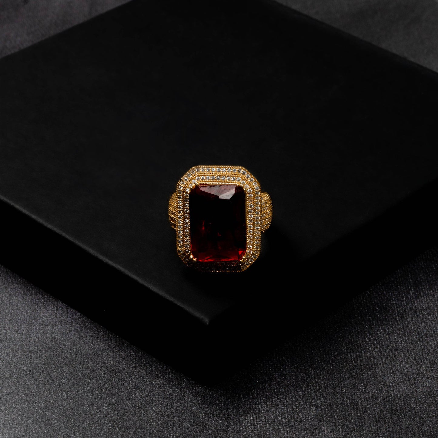 Iced Out Ruby Ring