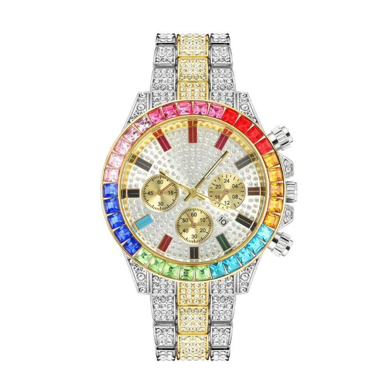 Diamond Cuban Bracelet Watch Set