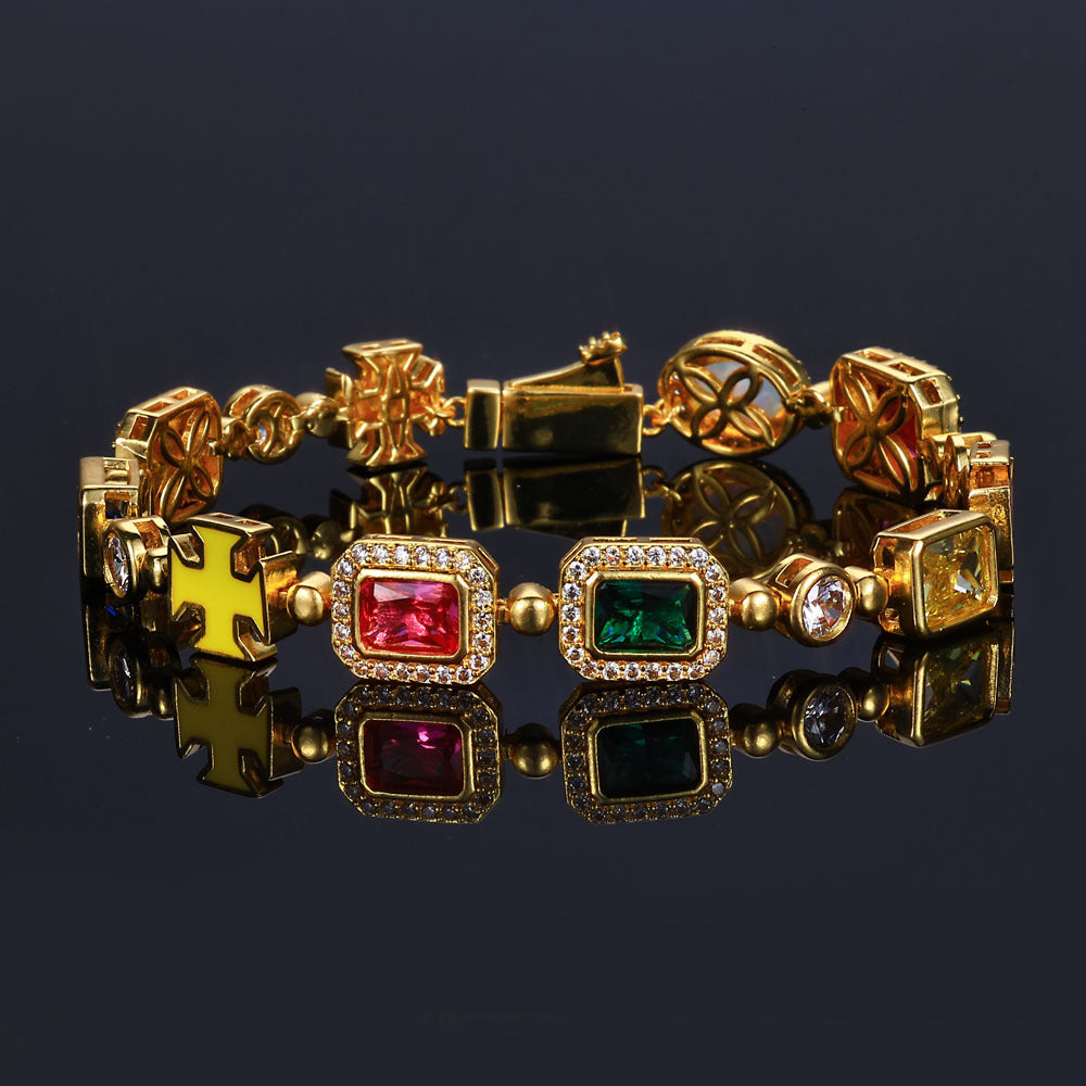 Hip Hop Colored Gem Bracelet