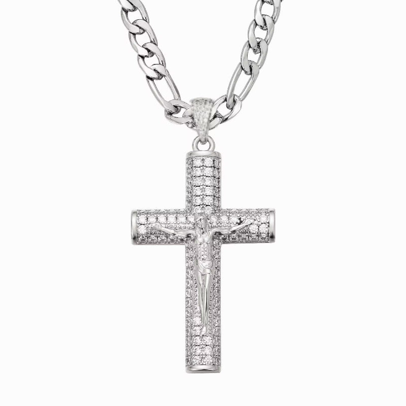 Gold-plated diamond cross pendant