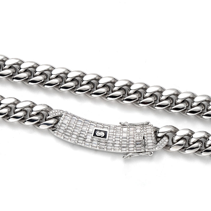 Cuban Encrypted Chain Micro-Inlaid Zirconia Buckle Necklace