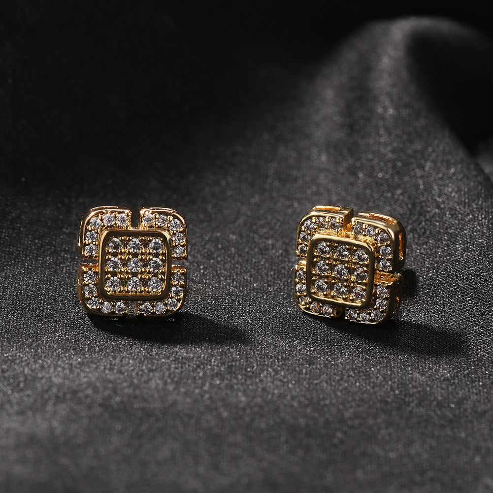 Square cross stud earrings