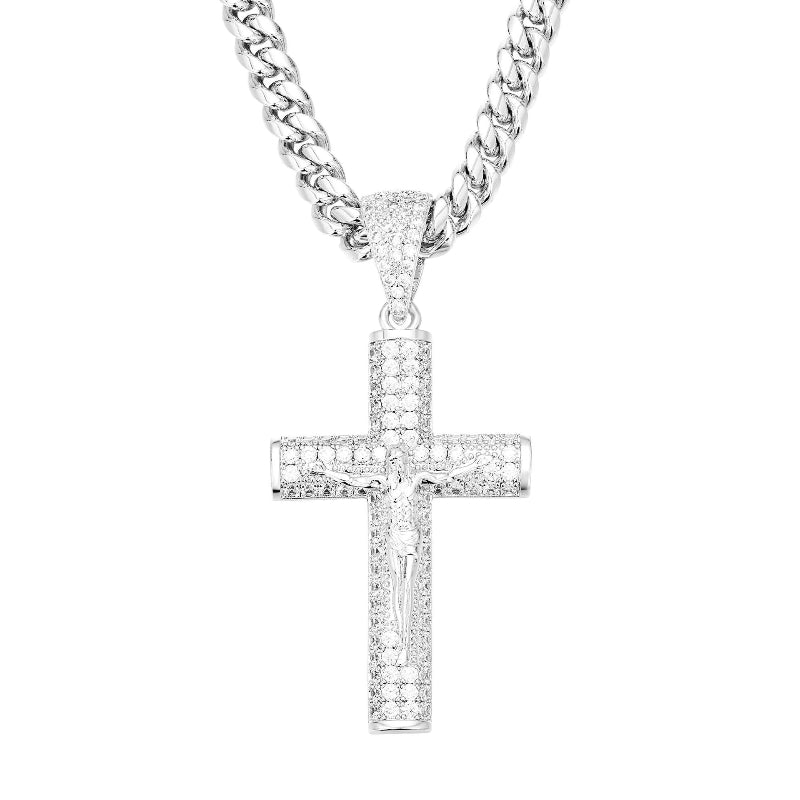 Gold-plated diamond cross pendant