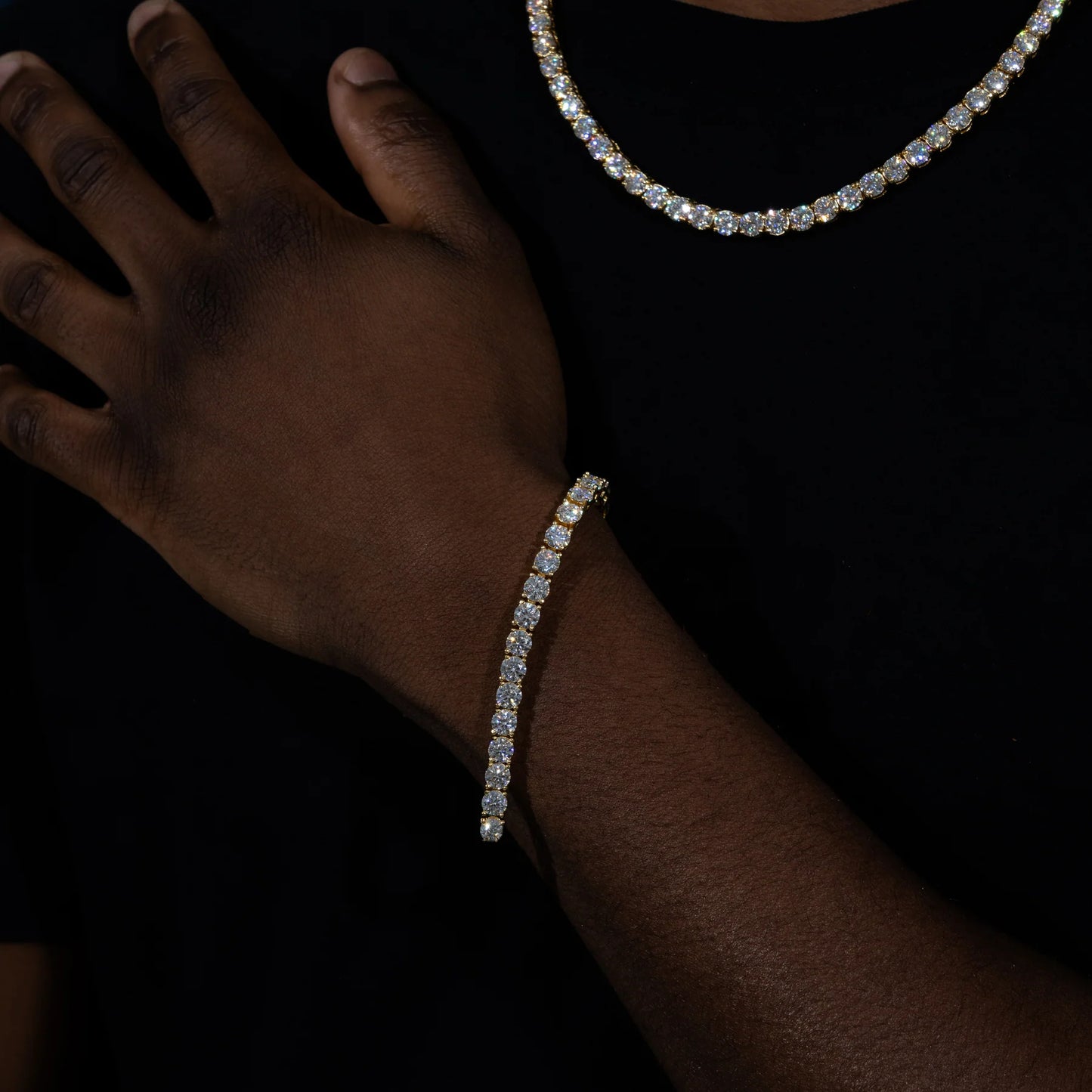 5mm Tennis Chain & 5mm Tennis Bracelet Bundle (Gold/White Gold)