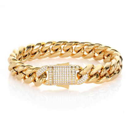 18K gold titanium steel spring buckle Cuban chain