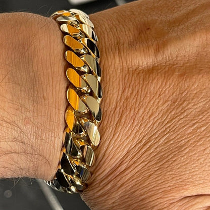 12mm Cuban Link Necklace and Bracelet Set, 14K Gold