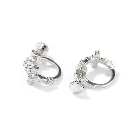 ICERIME Black Spiral Buckle Cross Earrings