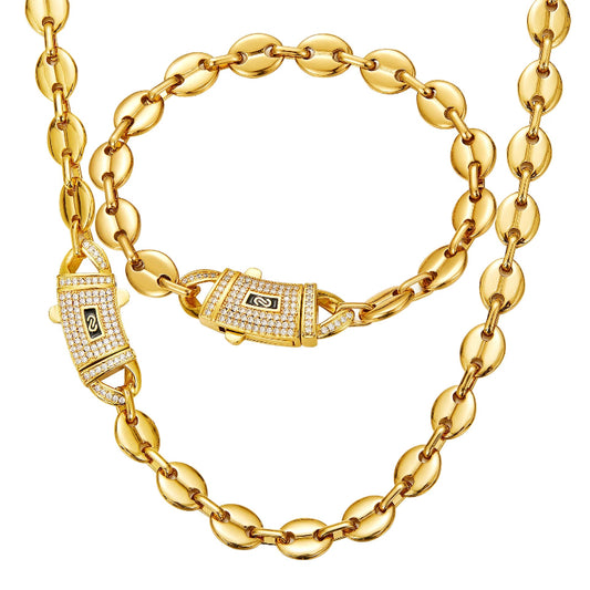 8mm Icerime 18k gold stainless steel chain