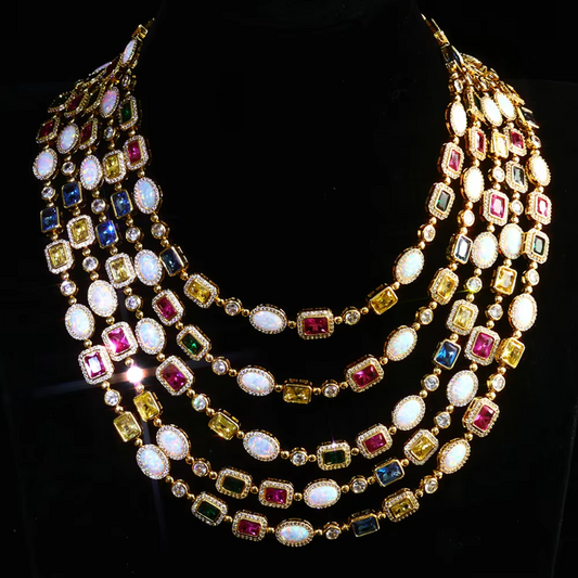 18k gold-plated colored diamond necklace