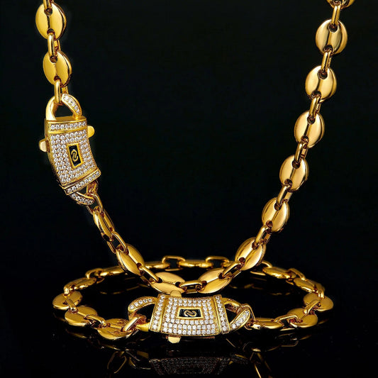 8mm Icerime 18k gold stainless steel chain