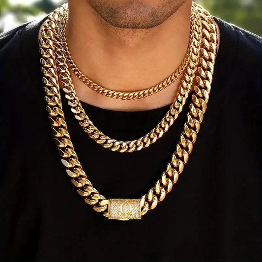 14mm 26 English letters black Cuban chain