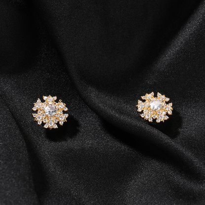 Zircon Snowflake Cross Strong Magnetic Earrings