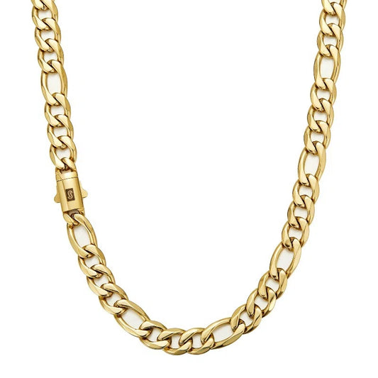 Stainless Steel Necklace and Bracelet Set with Polished Clasp and NK Chain