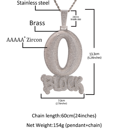 ICERIME Letter O BLOCK Pendant