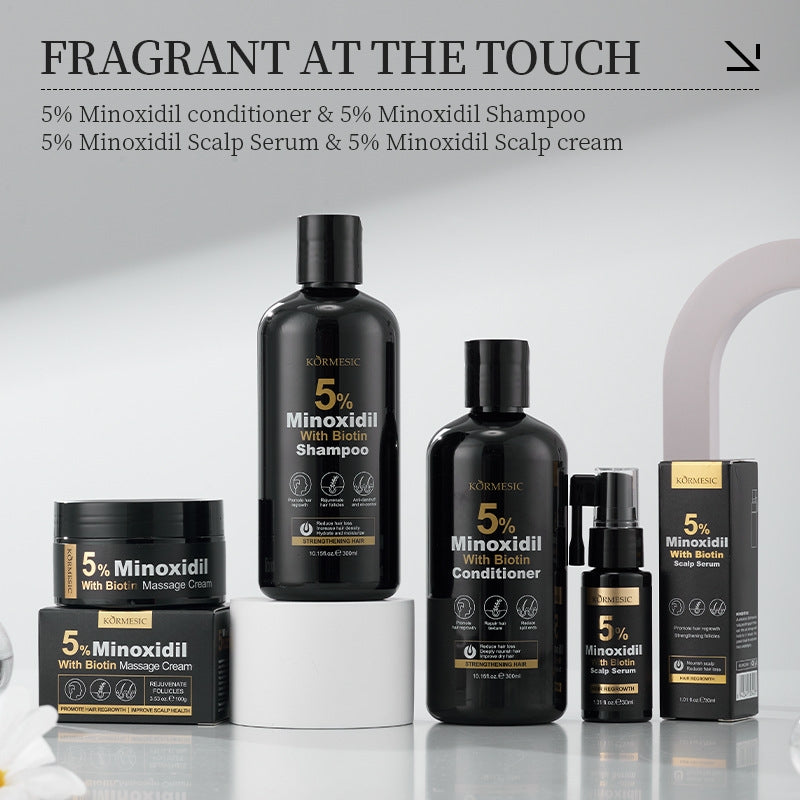 KORMESIC™  5% Minoxidil Shampoo Conditioner 300ml 5% Minoxidil Scalp Massage Cream 100g 5% Minoxidil Scalp Essence Water 30ml Set