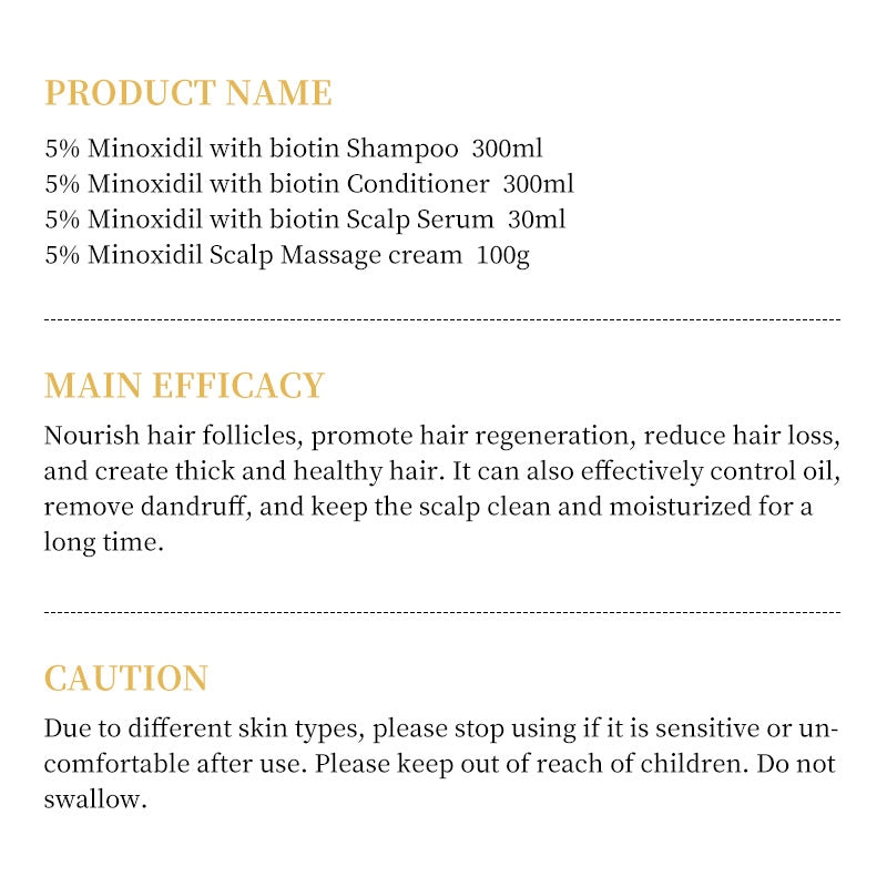 KORMESIC™  5% Minoxidil Shampoo Conditioner 300ml 5% Minoxidil Scalp Massage Cream 100g 5% Minoxidil Scalp Essence Water 30ml Set