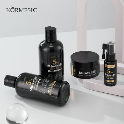 KORMESIC™  5% Minoxidil Shampoo Conditioner 300ml 5% Minoxidil Scalp Massage Cream 100g 5% Minoxidil Scalp Essence Water 30ml Set
