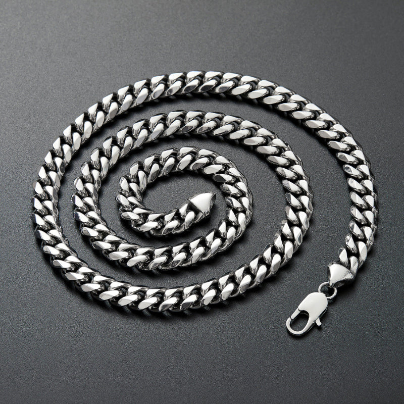6/8/10/12mm wide men's titanium steel necklace stainless steel Cuban chain