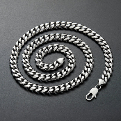 6/8/10/12mm wide men's titanium steel necklace stainless steel Cuban chain