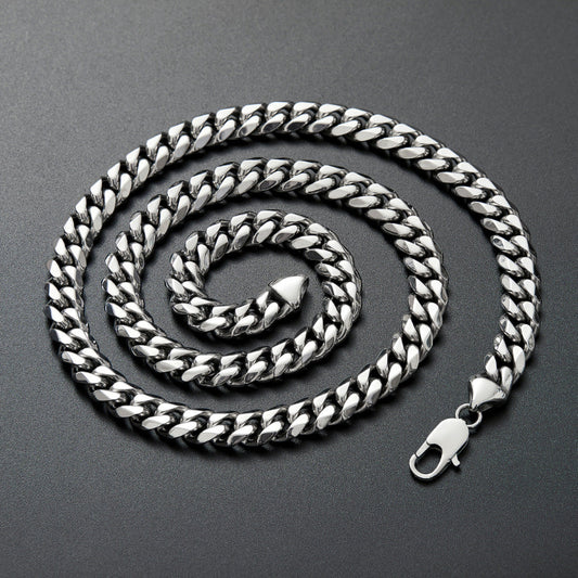 6/8/10/12mm wide men's titanium steel necklace stainless steel Cuban chain