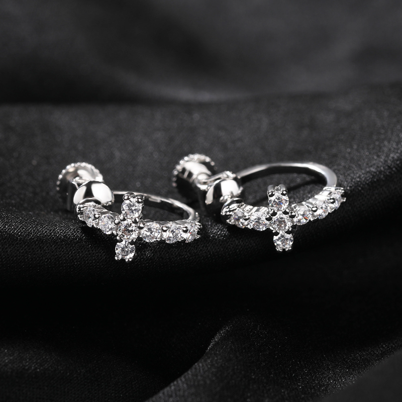 Black Spiral Buckle Cross Earrings