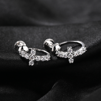 Black Spiral Buckle Cross Earrings