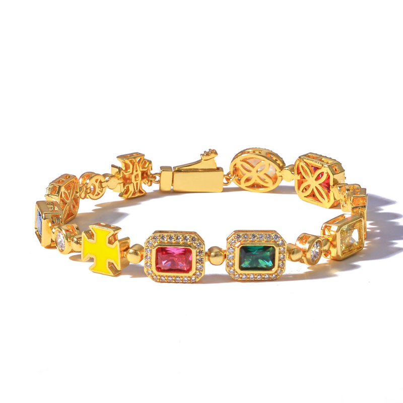 Hip Hop Colored Gem Bracelet