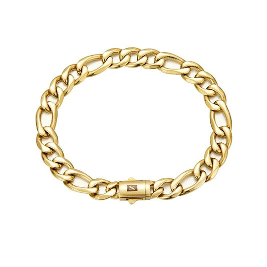 Stainless Steel Necklace and Bracelet Set with Polished Clasp and NK Chain