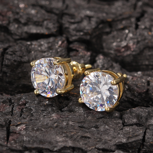 Zircon Hip Hop 925 Silver Stud Earrings