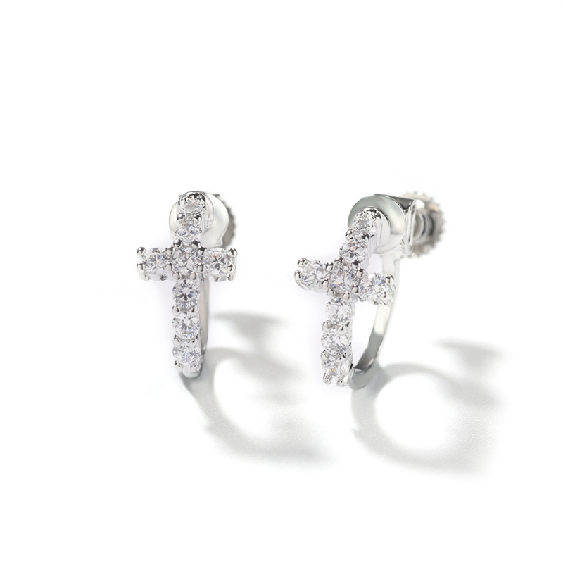 Black Spiral Buckle Cross Earrings