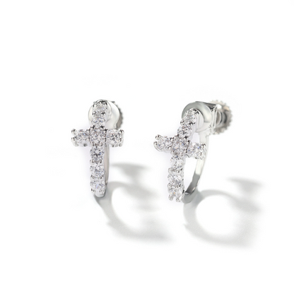 Black Spiral Buckle Cross Earrings
