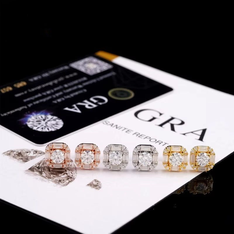 Hot selling rectangular moissanite earrings