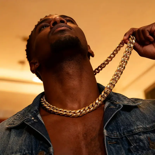 ICERIME 10-22mm Cuban chain and bracelet set, 18K Gold